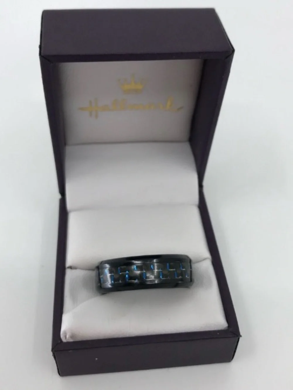 Black Ring with Blue Carbon Fiber Inlay